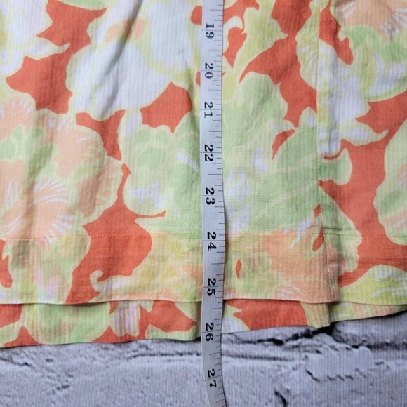 Talbots 100% Cotton Orange Green Ruffle Collar Sleeveless Blouse Size 14 - Picture 9 of 10